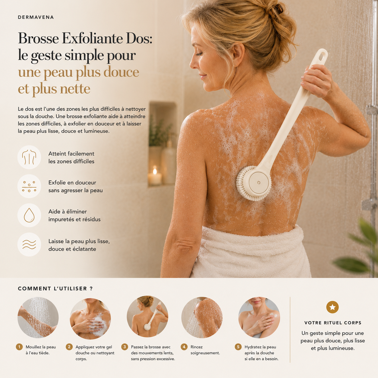 Brosse exfoliante dos : comment bien choisir pour la douche ?