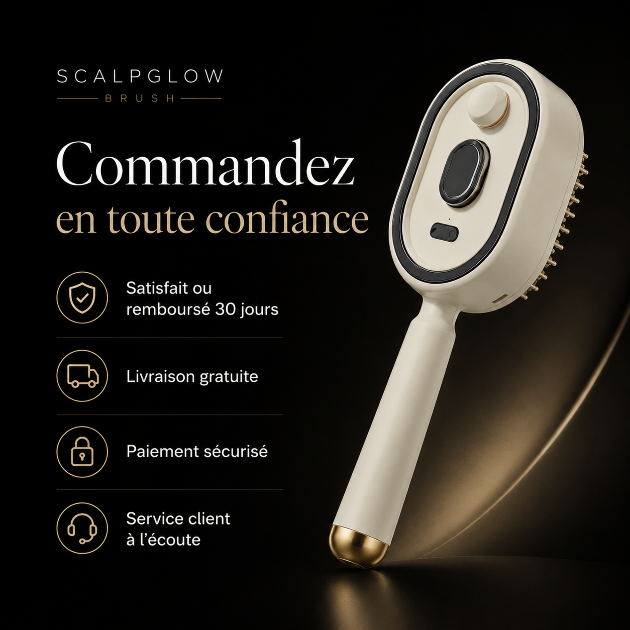 Dermavena Beauty Device ScalpGlow Brush — Brosse Massage Cuir Chevelu & Diffusion Sérum | Dermavena