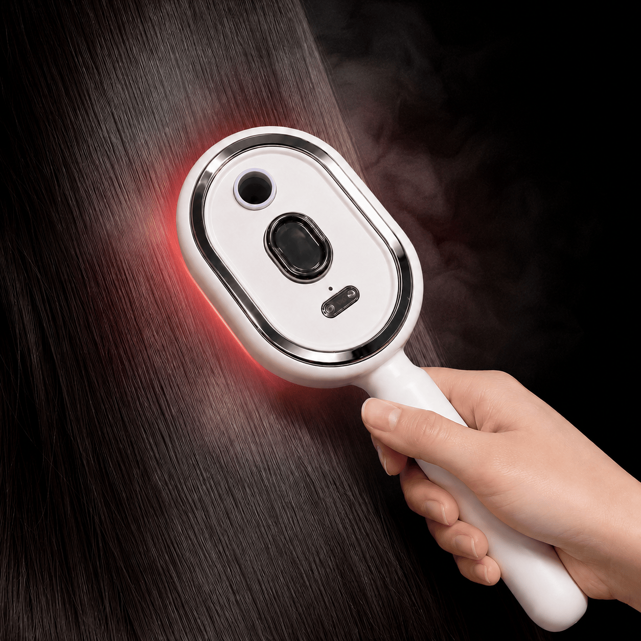 femme utilisant une brosse cuir chevelu ScalpGlow