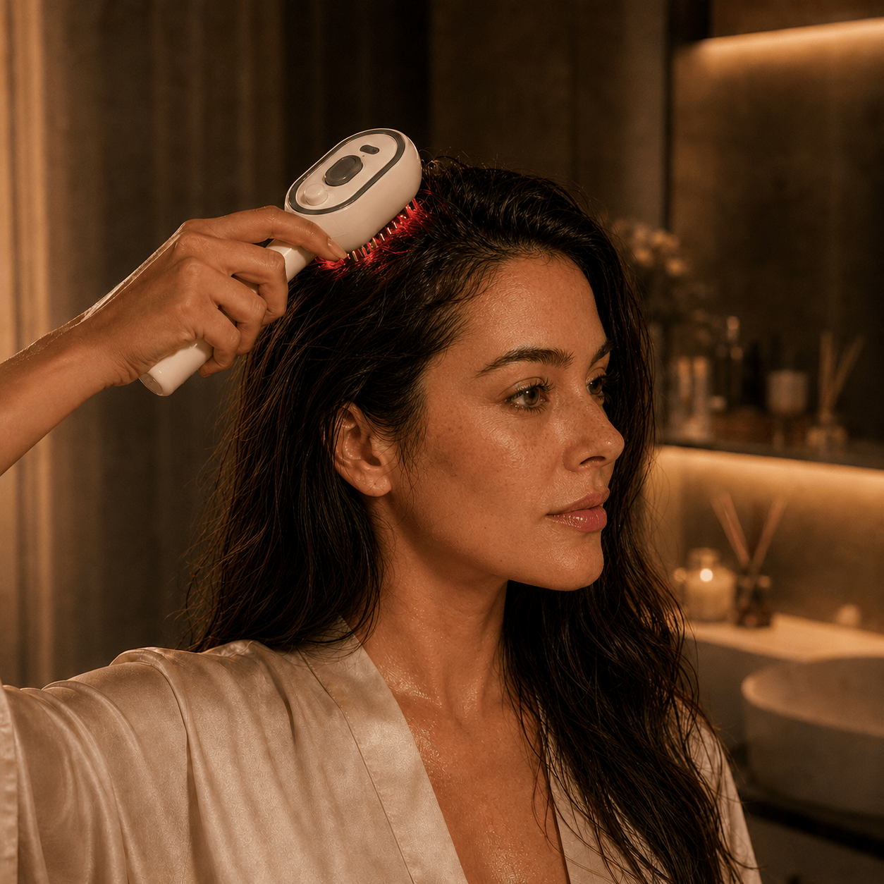 routine du soir avec ScalpGlow Brush pour le cuir chevelu