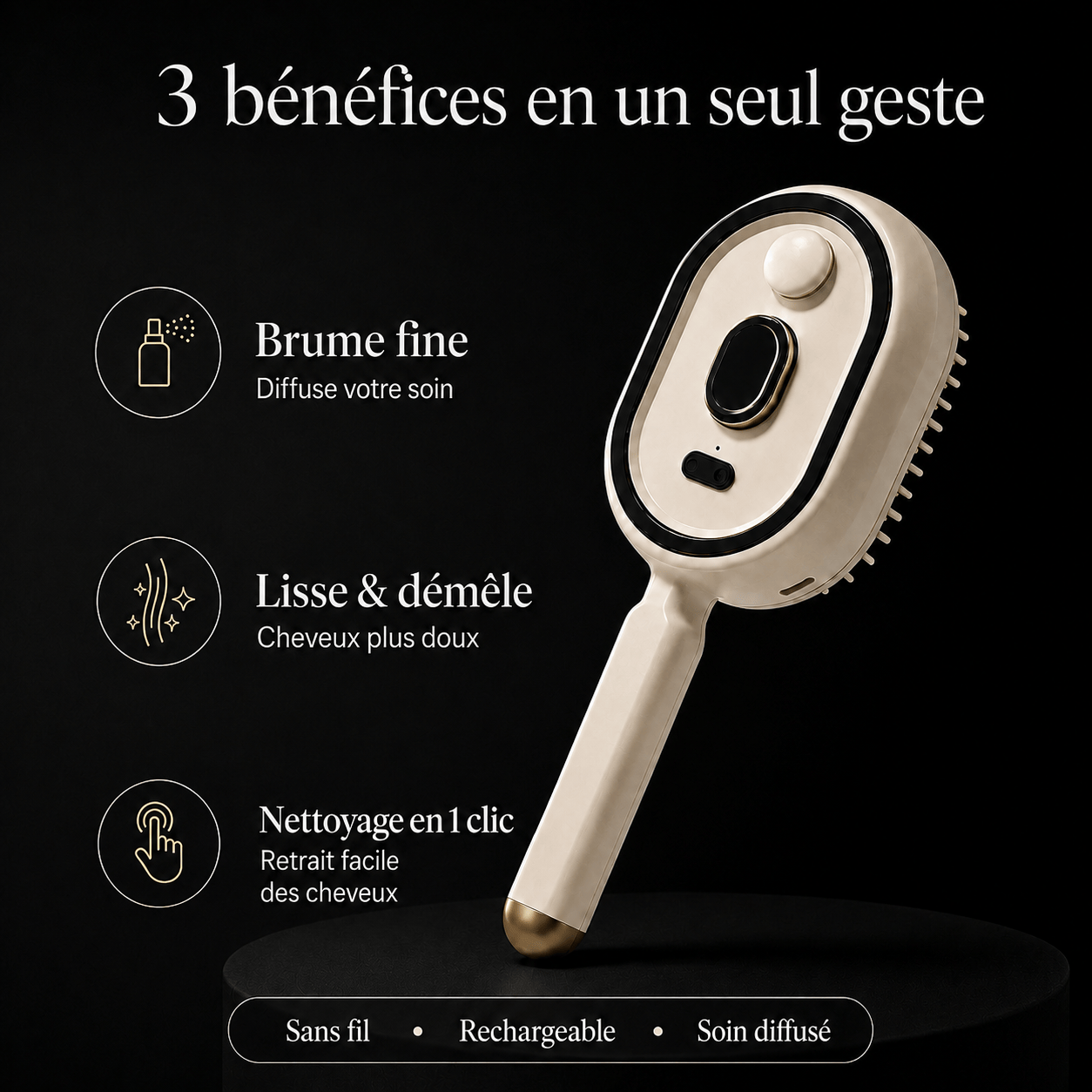 Dermavena Beauty Device ScalpGlow Brush — Brosse Massage Cuir Chevelu & Diffusion Sérum | Dermavena