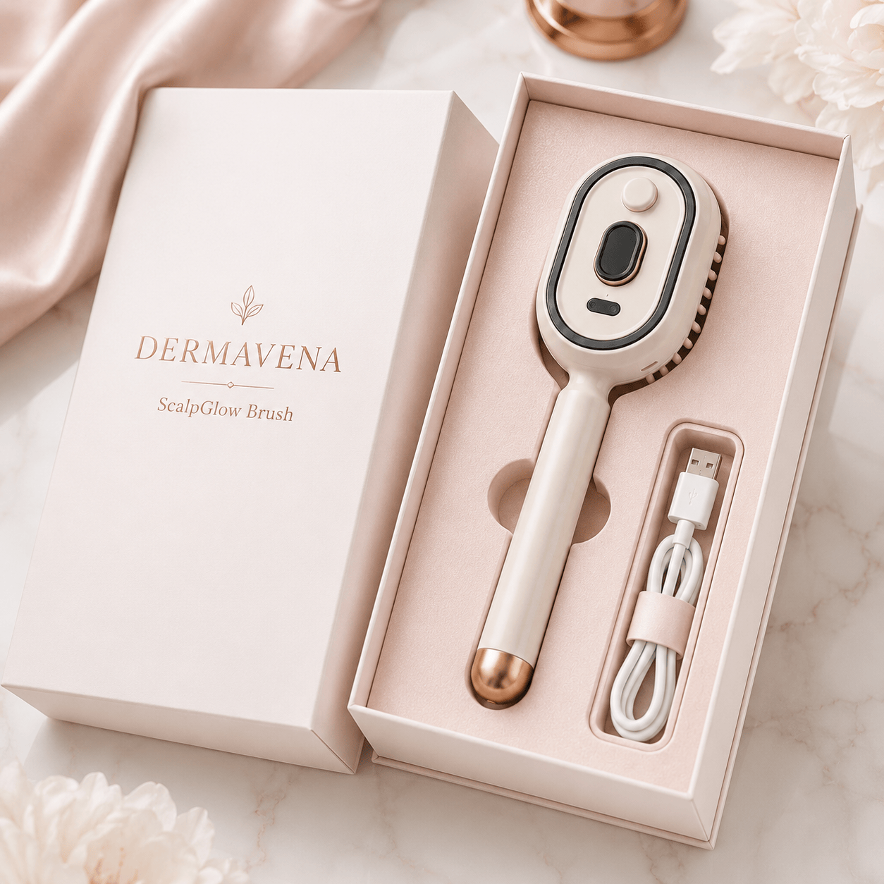 Dermavena Beauty Device ScalpGlow Brush — Brosse brumisante avec lumière rouge intégrée | Dermavena