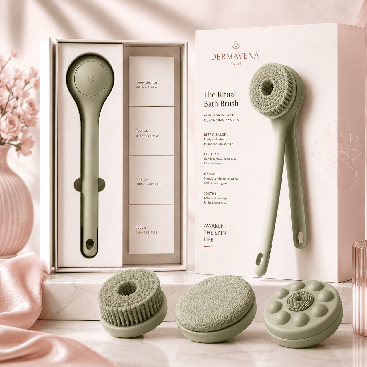 Dermavena Brosse corporelle Brosse exfoliante corps et dos | Dermavena BodyGlow Brush