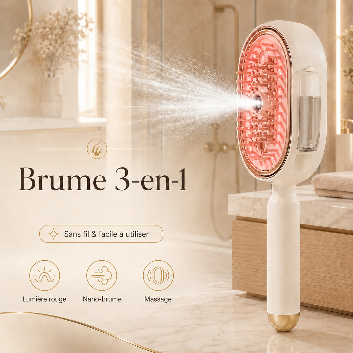 ScalpGlow Brush avec fonction brume et massage pour routine cuir chevelu
