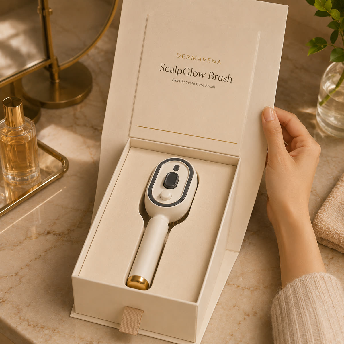 Coffret ScalpGlow Brush Dermavena prêt à offrir