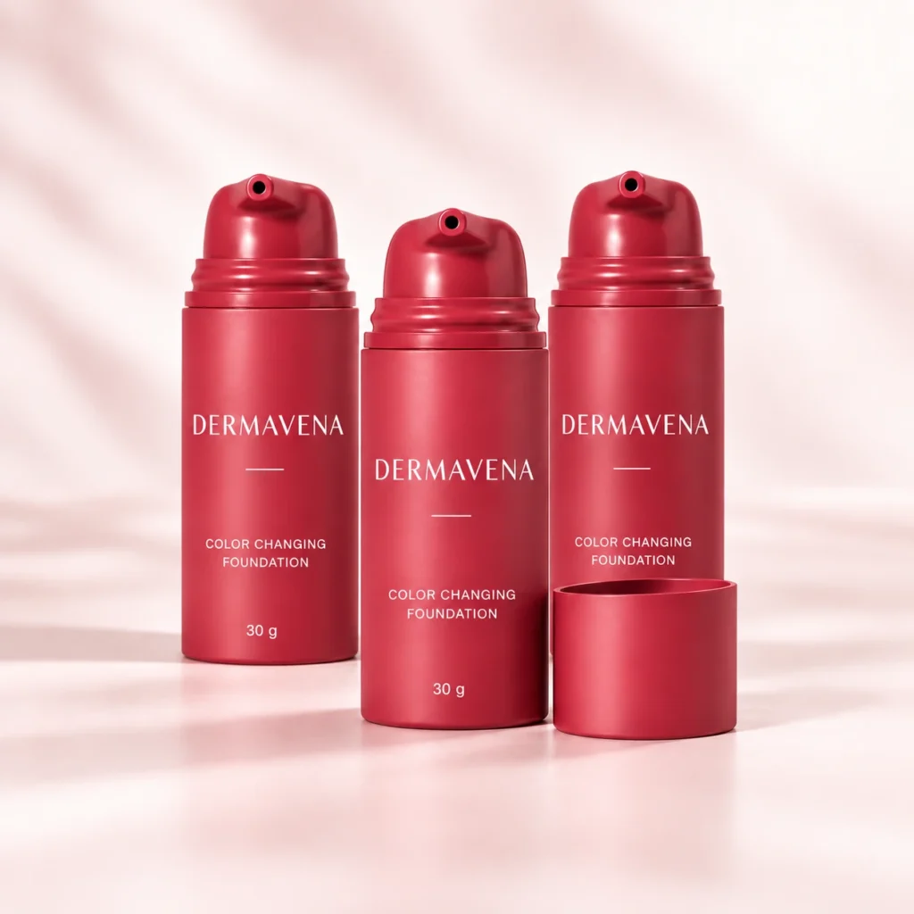 Le Trio Dermavena TrueTone : trois flacons rouges de 30 g.